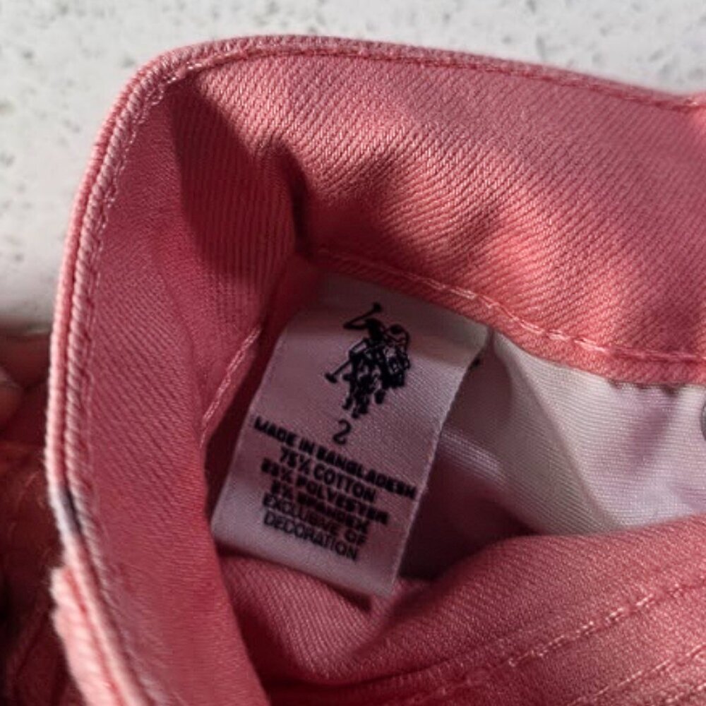 XS U.S. Polo Assn. Women's Size 2 Baby Pink Distressed Cotton Denim Cuff Shorts - Picture 6 of 8